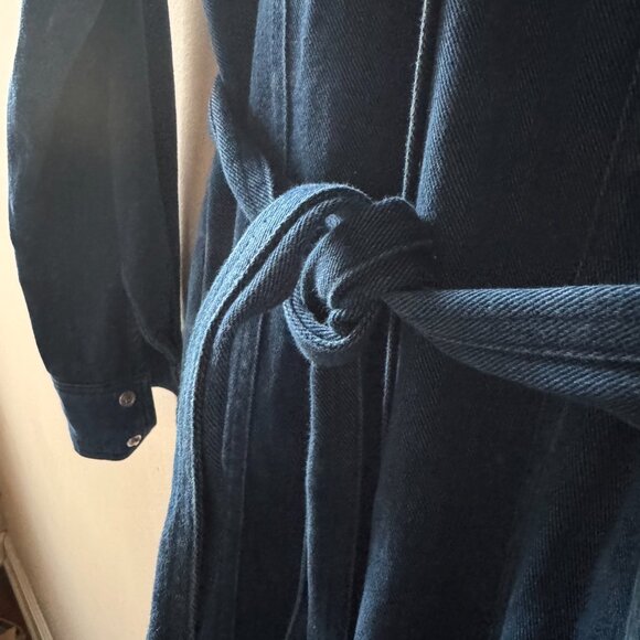 A.P.C. Denim Midi Shirtdress – Belted Long Sleeve Button Front – Size EU 36 - Picture 4 of 5